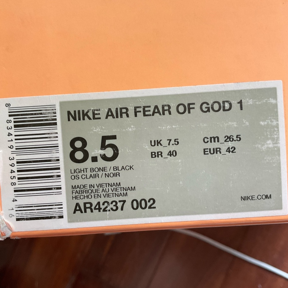 Nike Air Fear of God 1 size 8.5